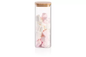 ARDESTO Jar Midori, 1000ml, glass, bamboo, square, transparent