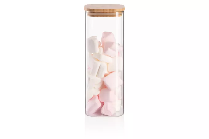 ARDESTO Jar Midori, 1000ml, glass, bamboo, square, transparent