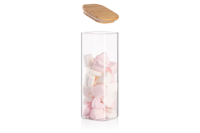 ARDESTO Jar Midori, 1000ml, glass, bamboo, square, transparent