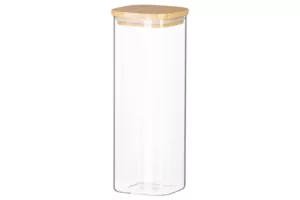 ARDESTO Jar Midori, 1000ml, glass, bamboo, square, transparent