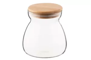 ARDESTO Банка для зберігання Fresh Hourglass, 700мл, скло, бамбук, прозорий