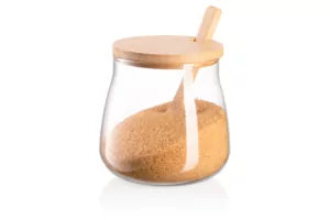 ARDESTO Банка для зберігання Midori Sugar, 500мл, скло, бамбук, прозорий