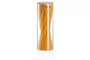ARDESTO Банка для хранения Midori, 1300мл, стекло, бамбук, круглая, прозрачный
