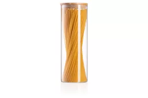 ARDESTO Банка для хранения Midori, 1300мл, стекло, бамбук, круглая, прозрачный