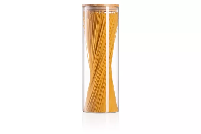 ARDESTO Банка для хранения Midori, 1300мл, стекло, бамбук, круглая, прозрачный