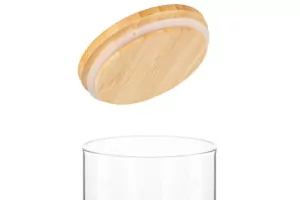 ARDESTO Банка для хранения Midori, 1300мл, стекло, бамбук, круглая, прозрачный