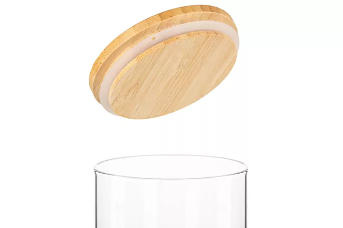 ARDESTO Банка для хранения Midori, 1300мл, стекло, бамбук, круглая, прозрачный