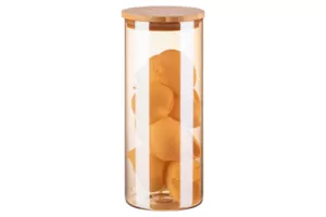 ARDESTO Банка для хранения Golden Moon, 1000мл, стекло, бамбук, круглая, золотистый