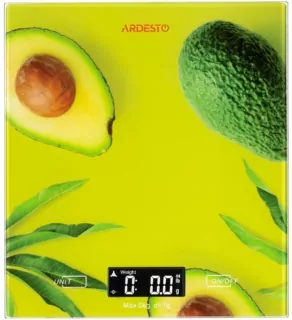 ARDESTO Ваги кухонні Avocado, 5кг, AAAx2 в комплекті, скло, багатокольоровий