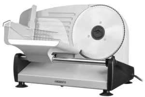 ARDESTO slicer, 150W, blade-stainless steel, diameter of the knife-190мм, corps- iron/plastic, grey-black