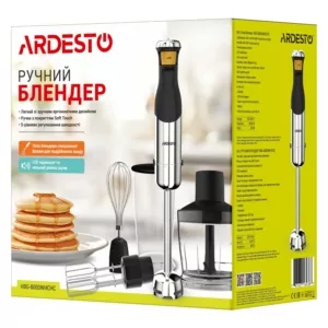 ARDESTO Блендер погружной HBG-800DWHCHC, 800Вт, 4в1, чаша-600мл, чопер 500мл, черно-серебристый