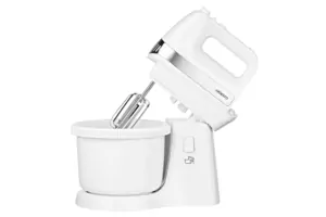 ARDESTO hand mixer with a bowl, 500W, nozzles-4 beaters, bowl-plastic, 3.2L, turbo mode, white