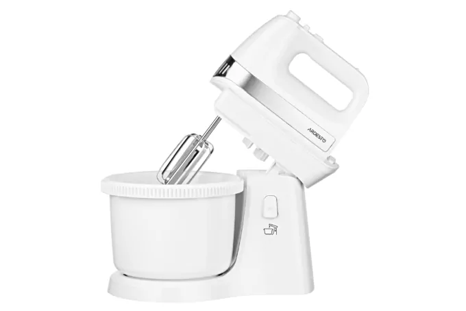 ARDESTO hand mixer with a bowl, 500W, nozzles-4 beaters, bowl-plastic, 3.2L, turbo mode, white