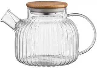 ARDESTO Tea pot Iceberg, 1000ml, borosilicate glass, bamboo, transparent