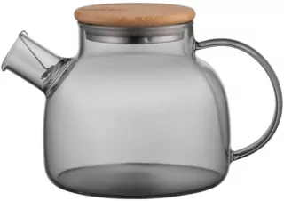 ARDESTO Tea pot Iceberg, 1000ml, borosilicate glass, bamboo, grey