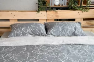 ARDESTO КПБ 1.5сп Gloria, підковдра 160х220см, простирадло 160х220см, наволочки (2) 50х70см, 100% бавовна, сатин, гілочки сірий