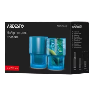 ARDESTO Набор стаканов низких, 200мл, 2шт, стекло, голубой