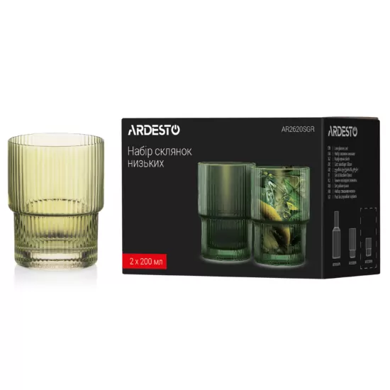 ARDESTO Low glasses set, 200ml, 2pcs, glass, green