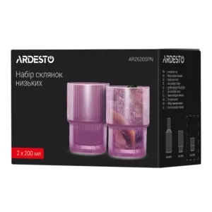 ARDESTO Набор стаканов низких, 200мл, 2шт, стекло, розовый