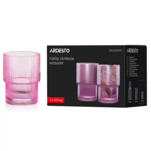 ARDESTO Набор стаканов низких, 200мл, 2шт, стекло, розовый