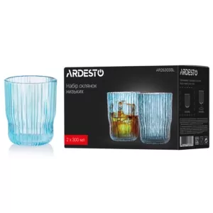 ARDESTO Набор стаканов низких, 300мл, 2шт, стекло, голубой