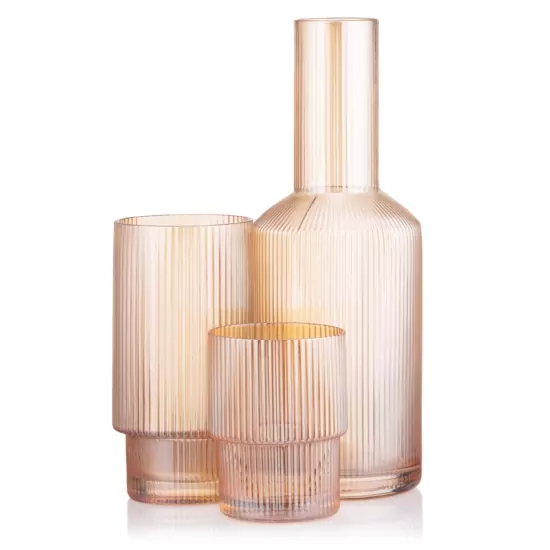 ARDESTO Long glasses set, 380ml, 2pcs, glass, golden