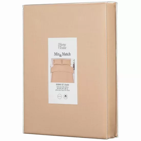 ARDESTO КПБ 2.0сп Mix&Match, пододеяльник 200х220см, простынь 240х260см, наволочки (2) 50х70см, 100% хлопок, сатин, бежевый