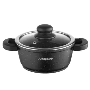ARDESTO Кастрюля со стеклянной крышкой Gemini Anzio, 1.2л, алюминий, черный