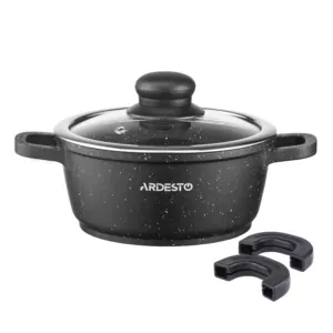 ARDESTO Кастрюля со стеклянной крышкой Gemini Anzio, 1.2л, алюминий, черный