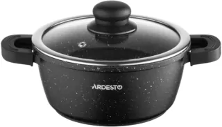 ARDESTO Casserole with glass lid Gemini Anzio, 1.8l, aluminium, black