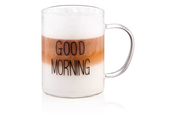 ARDESTO Borosilicate glass mug set Good Morning, 420 ml, 2 pcs, with handles