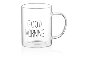 ARDESTO Borosilicate glass mug set Good Morning, 420 ml, 2 pcs, with handles