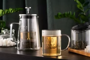 ARDESTO Borosilicate glass mug set Good Morning, 420 ml, 2 pcs, with handles