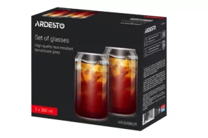 ARDESTO Set of glasses Jar, 380ml, 2pcs, borosilicate glass, transparent