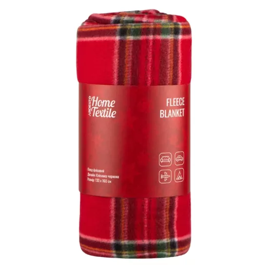 ARDESTO Fleece blanket 130x160cm, 100% polyester, classic tartan
