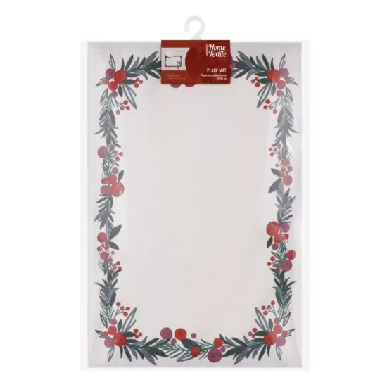 ARDESTO Serving napkin Happy Holidays 30х45cm, 90% polyester, 10% cotton, white wreath