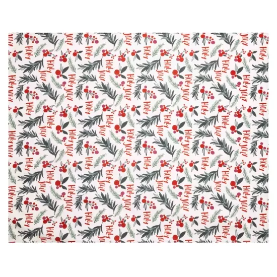 ARDESTO Tablecloth Happy Holidays 140х180cm, 90% polyester, 10% cotton, white holly