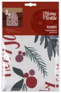 ARDESTO Runner Happy Holidays 40х140cm, 90% polyester, 10% cotton, white holly
