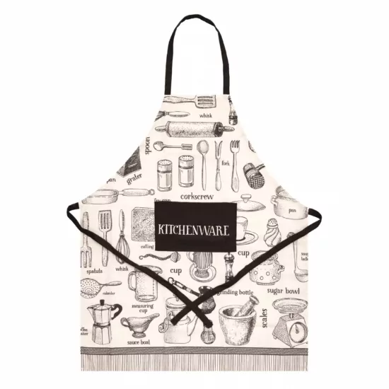 ARDESTO Фартук Kitchen 68х80см, 90% полиэстер, 10% хлопок, бежево-черный