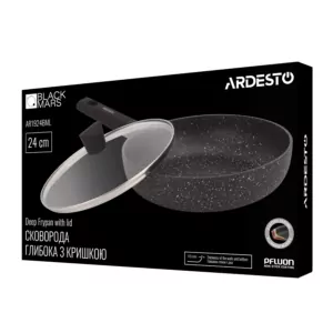 ARDESTO Deep Frypan with lid Black Mars Alcor, 24cm, aluminium, black