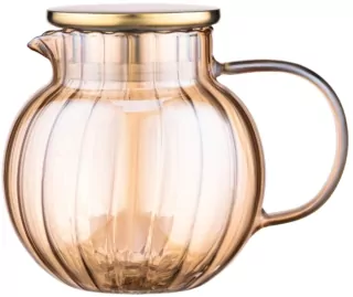 ARDESTO Tea pot Golden Moon 1000ml, borosilicate glass, bamboo, golden