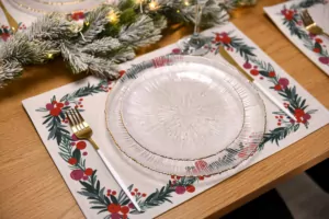 ARDESTO Serving napkin Happy Holidays 30х45cm, 90% polyester, 10% cotton, white wreath