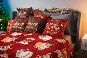 ARDESTO Плед Flannel 160х200см, 100% полиэстер, рождественские корги