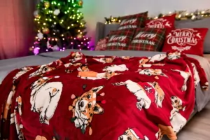 ARDESTO Плед Flannel 160х200см, 100% полиэстер, рождественские корги
