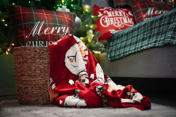 ARDESTO Плед Flannel 160х200см, 100% полиэстер, рождественские корги