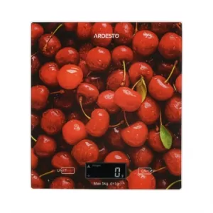 ARDESTO scales for kitchen CHERRY, 5кг, AAAx2 included, glass, colorful