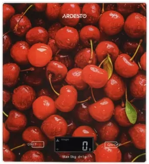 ARDESTO Ваги кухонні CHERRY, 5кг, AAAx2 в комплекті, скло, багатокольоровий