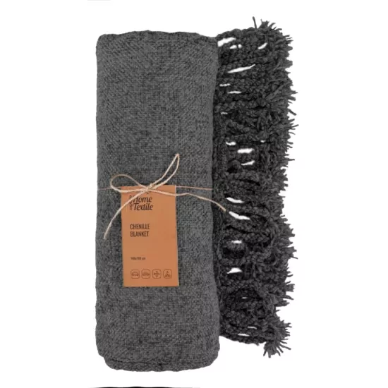 ARDESTO Плед Chenille 140х190см, 100% полиэстер, серый темный