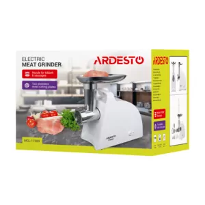 ARDESTO Meat grinder, 1700W, prod.-1.6kg/min, 2 cutting plates+for sausag.plates, plastik, white