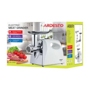 ARDESTO Meat grinder, 1800W, prod.-2kg/min, 3 cutting plates+for sausag.plates, tomato juicer, plastik, white-silver